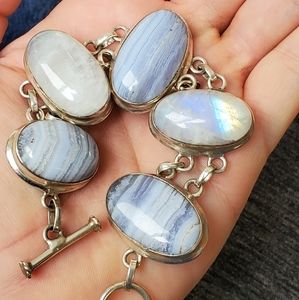 Sterling silver agate & moonstone bracelet! This l
